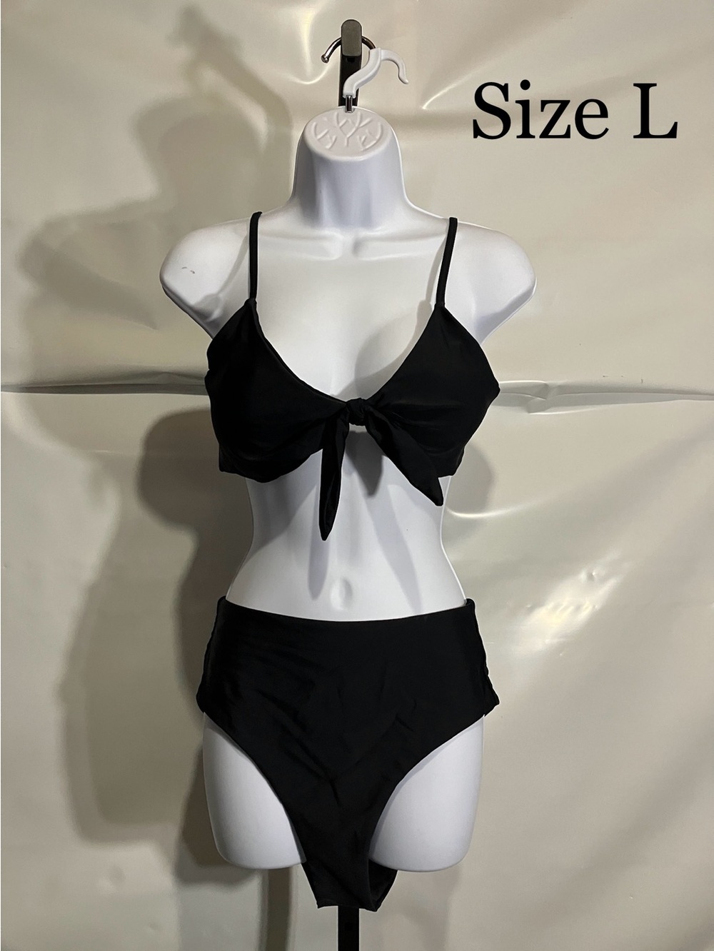 Black Tie-Front Bikini Set - Women’s L